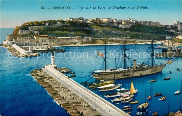 Monaco Vue sur le Port le Rocher et le Palais
