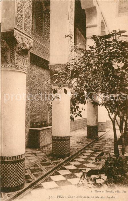 Fes Fez Maroc Cour interieure de Maison Arabe