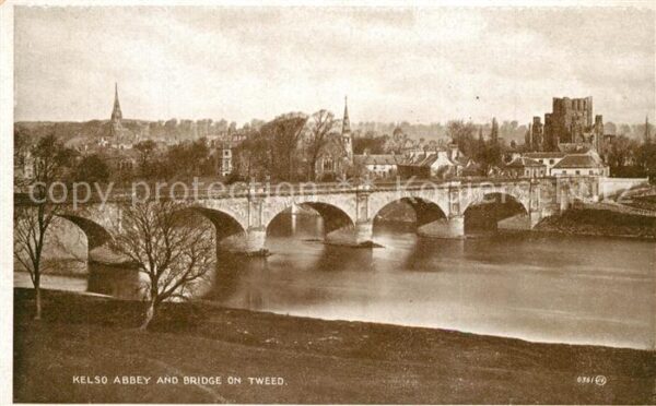 Kelso Abbey and Bridge on Tweed