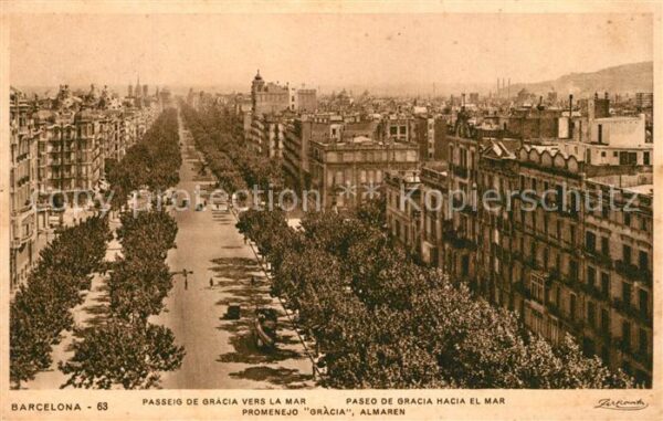 Barcelona Cataluna Paseo de Gracia hacia el mar