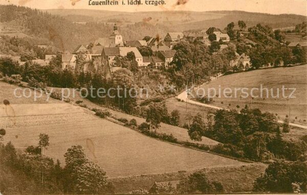Lauenstein Erzgebirge Panorama Ortsansicht mit Kirche