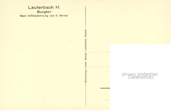 Lauterbach Hessen Burgtor Kohlezeichnung von K. Winkel Kü – Bild 2