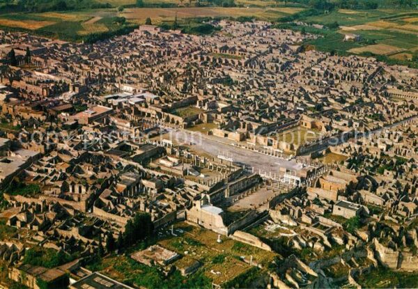 Pompei Fliegeraufnahme der Ausgrabungen