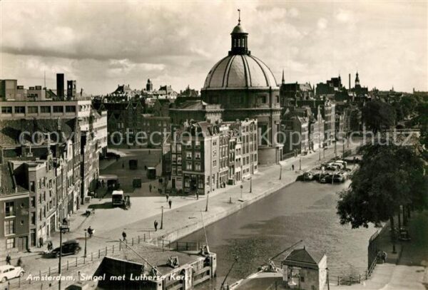 Amsterdam Niederlande Singel met Lutherse Kerk Kirche