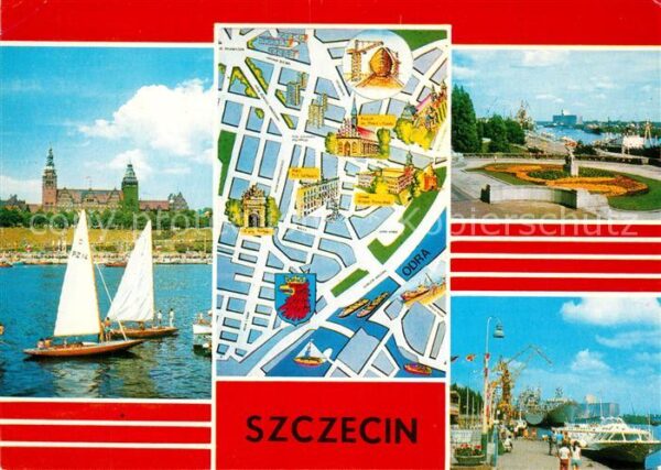 Szczecin Stettin Hafen Schiffe Denkmal Stadtplan Zentrum