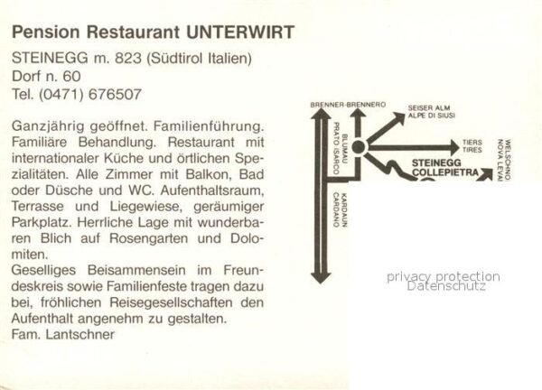 Steinegg Karneid Suedtirol Pension Restaurant Unterwirt Fremdenzim – Bild 2