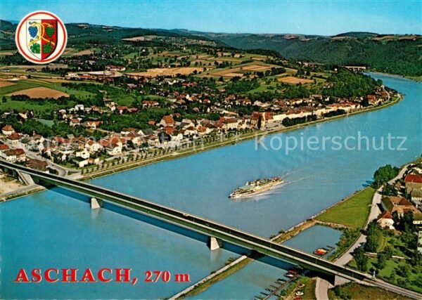 Aschach Donau Erholungsort mit Donaukraftwerk Brücke