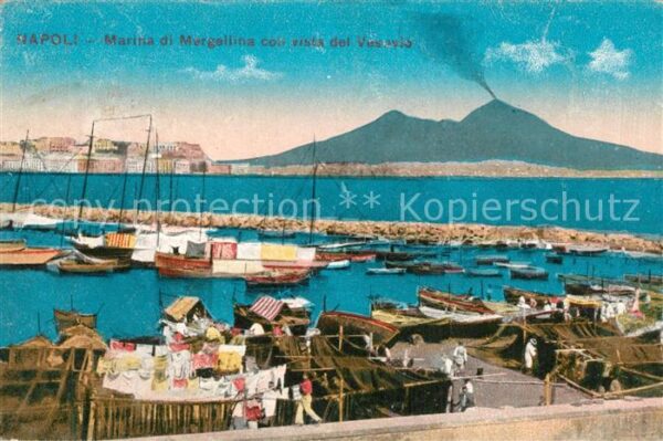 Napoli Neapel Marina di Mergellina con vista del Vesu