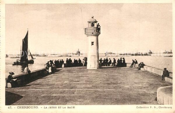 Leuchtturm Lighthouse Cherbourg Jetee Rade