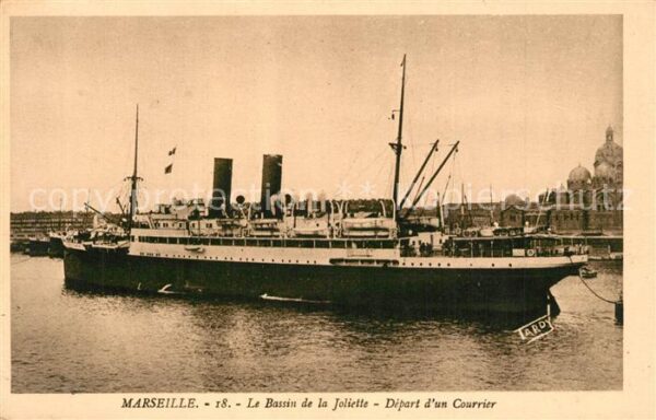Dampfer Oceanliner Courrier Marseille Bassin de la Joliett