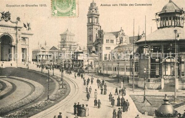 Exposition Universelle Bruxelles 1910 Avenue vers l'Allee des Concessions