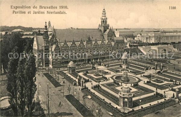 Exposition Universelle Bruxelles 1910 Pavillon et Jardins Neerlandais