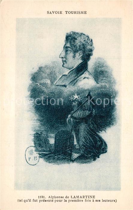 Kuenstlerkarte Alphonse de Lamartine Harfe