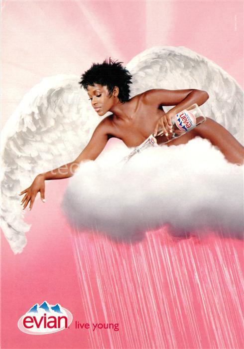 Werbung Reklame Wasser Evian Frau Engelsfl?gel Wolke