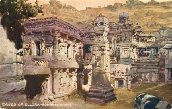 Bombay Mumbai Caves of Ellora Painting Künstlerkarte