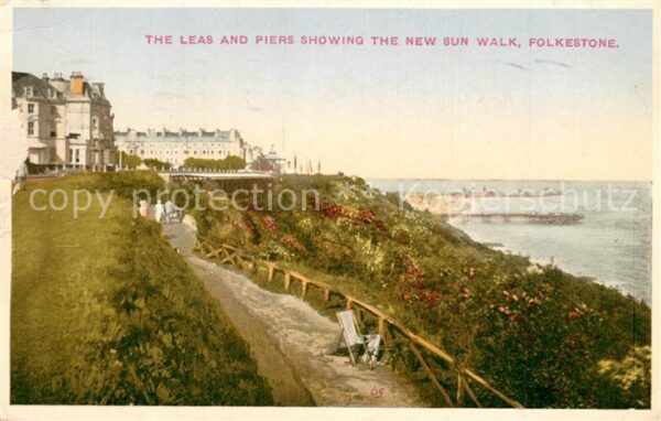 Folkestone The Leas and Piers showing The New Sun