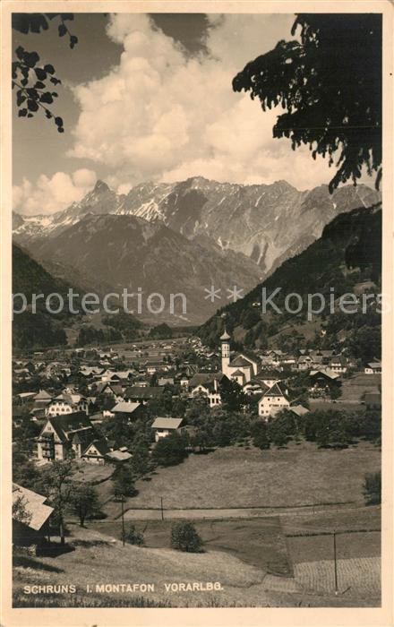 Schruns Vorarlberg Gesamtansicht mit Alpenpanorama Montafo