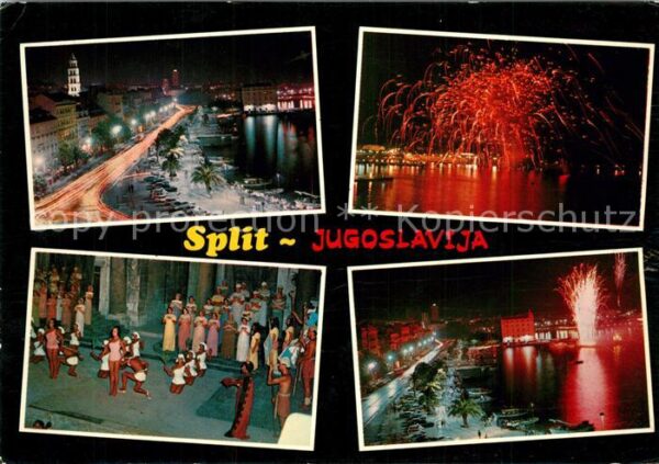 Split Spalato Nachtaufnahmen Feuerwerk Fest Theater