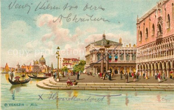 Venezia Venedig Molo K?nstlerkarte Litho