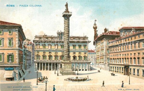 Roma Rom Piazza Colonna Litho