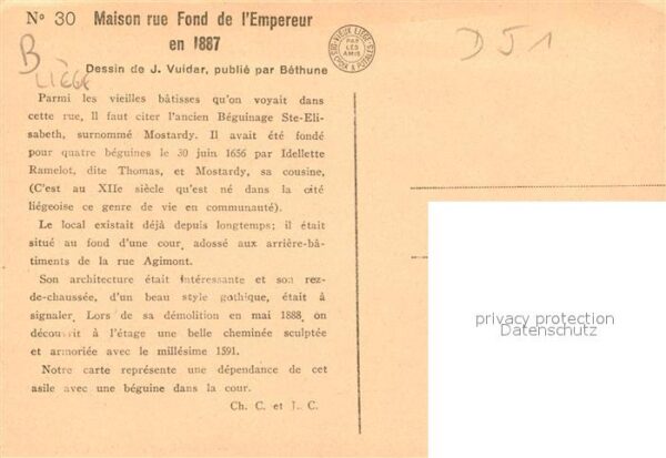 Liege L?ttich Maison Rue Fond de l'Empereur en 1887 – Bild 2