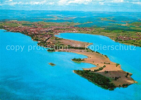 Radolfzell Bodensee Fliegeraufnahme mit Halbinsel Mettnau