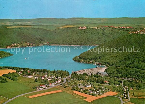 Edersee Fliegeraufnahme mit Sperrmauer Schloss