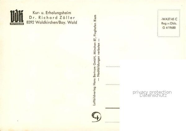 Waldkirchen Niederbayern Fliegeraufnahme Kur- und Erholungsheim – Bild 2