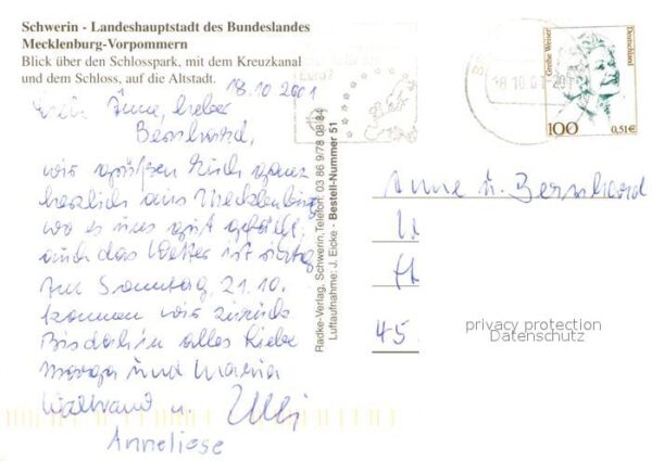 Schwerin Mecklenburg Fliegeraufnahme Schlosspark Kreuzkanal – Bild 2