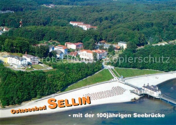 Sellin R?gen Fliegeraufnahme mit Strand und Seebr?ck