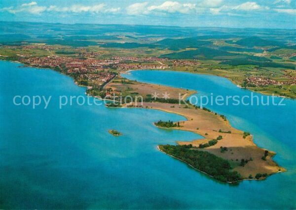 Radolfzell Bodensee Fliegeraufnahme mit Halbinsel Mettnau