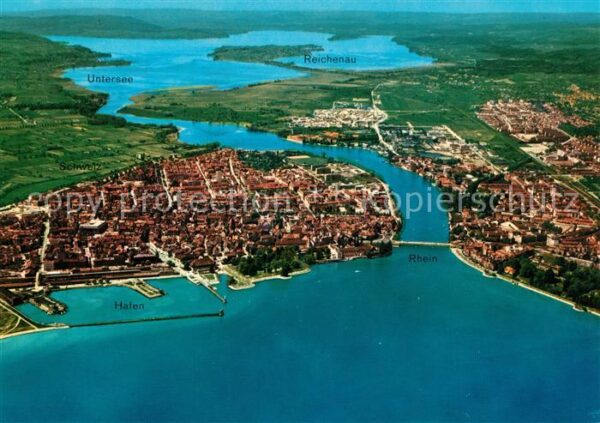 Konstanz Bodensee Fliegeraufnahme mit Hafen Rhein Unterse