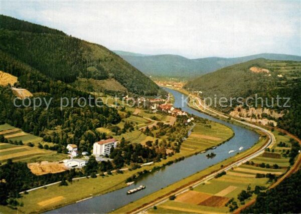 Neckartal Fliegeraufnahme mit Sanatorium Eberbach