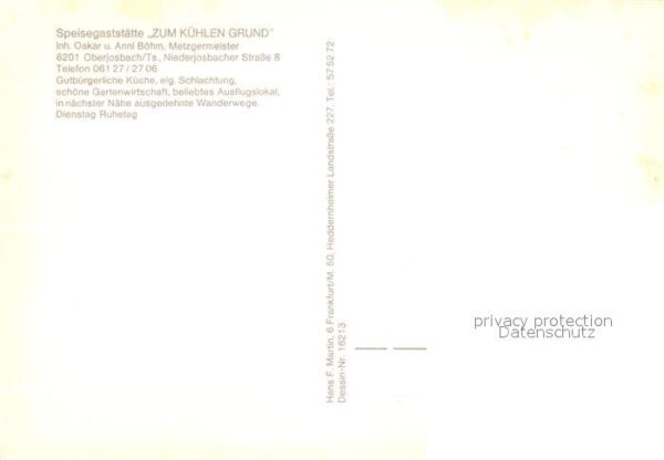 Oberjosbach Speisegaststätte Zum kühlen Grund – Bild 2