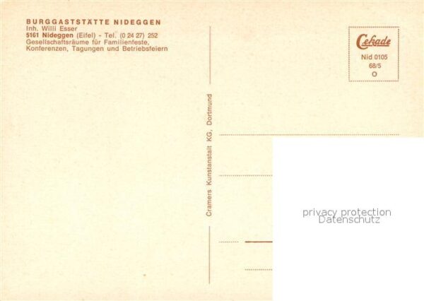 Nideggen Eifel Burggaststätte Rittersaal Halle Jüliche – Bild 2