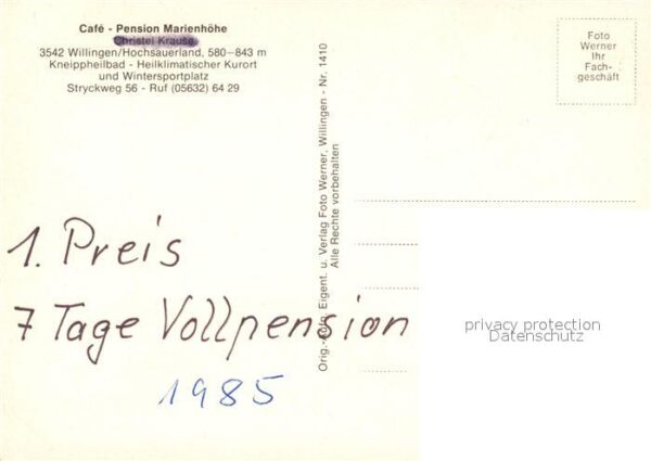Willingen Sauerland Cafe Pension Haus Marienhöhe – Bild 2
