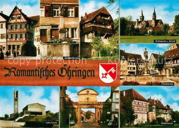 Oehringen Hohenlohe Altstadtbrunnen Marktplatz Stiftskirche