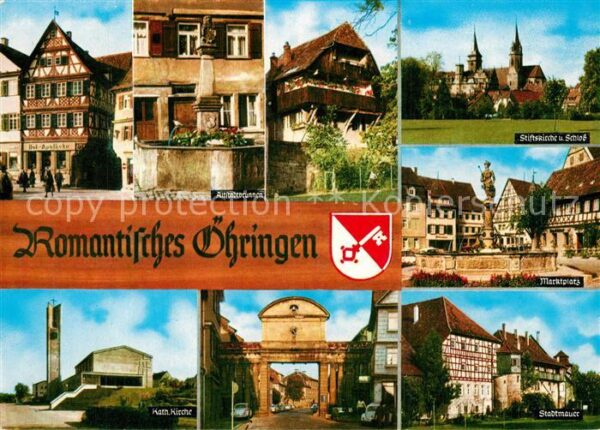 Oehringen Hohenlohe Altstadtbrunnen Stiftskirche Schloss Ma