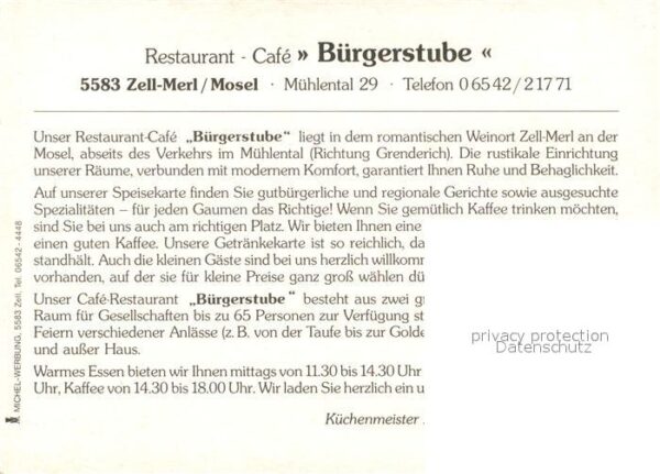 Merl Mosel Restaurant Cafe Bürgerstube Bar Gastrau – Bild 2