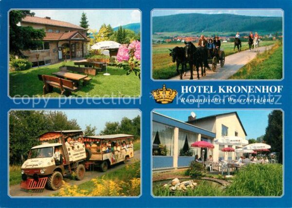 Oberweser Hessen Hotel Kronenhof Garten Unimogbahn Pferd