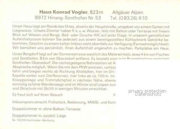 Hinang Gästehaus Konrad Vogler Gaststube Zimme – Bild 2