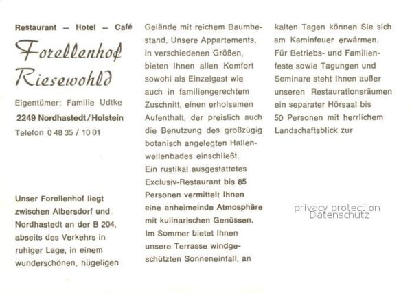 Nordhastedt Hotel Restaurant Cafe Forellenhof Riese – Bild 2