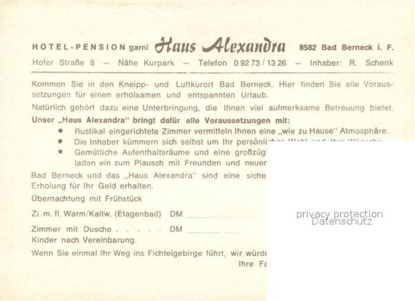 Bad Berneck Hotel Pension Haus Alexandra Stadtpanor – Bild 2