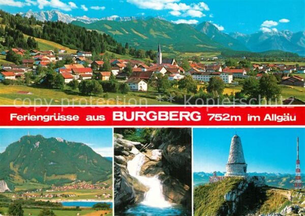 Burgberg Allgaeu Gesamtansicht mit Alpenpanorama Wasserf