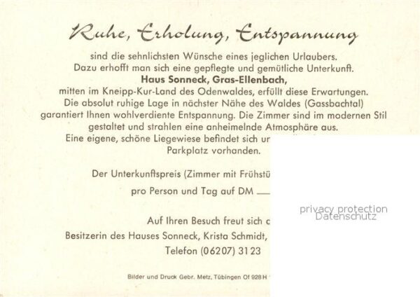Grasellenbach Gästehaus Pension Haus Sonneck Kneippku – Bild 2