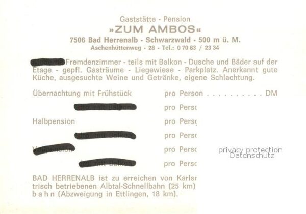 Bad Herrenalb Panorama Gaststätte Pension Zum Ambos S – Bild 2