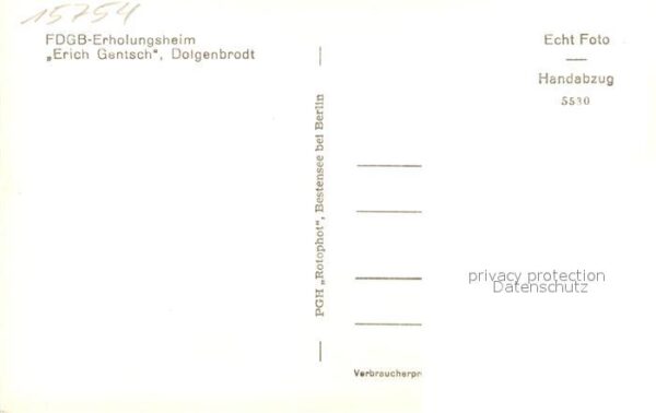 Dolgenbrodt FDGB Erholungsheim Erich Gentsch Handab – Bild 2