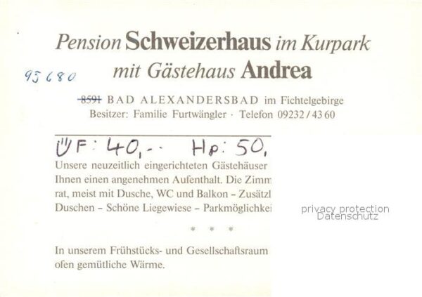 Bad Alexandersbad Cafe Pension Furtwängler – Bild 2
