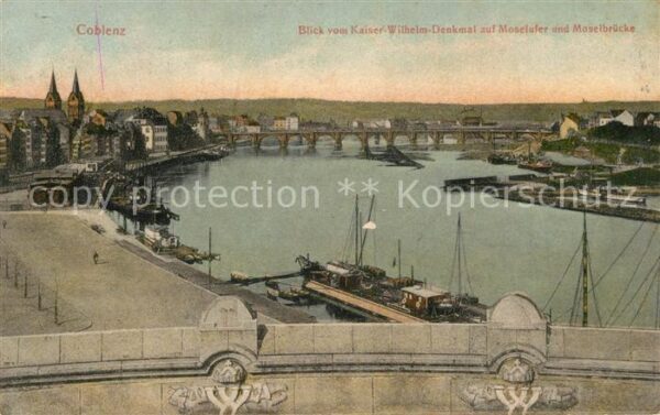 Koblenz Rhein Blick vom Kaiser Wilhelm Denkmal Moselu