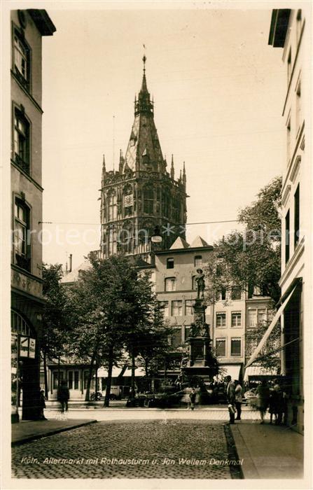 Koeln Rhein Alter Markt Rathausturm Jan Wellem Denk